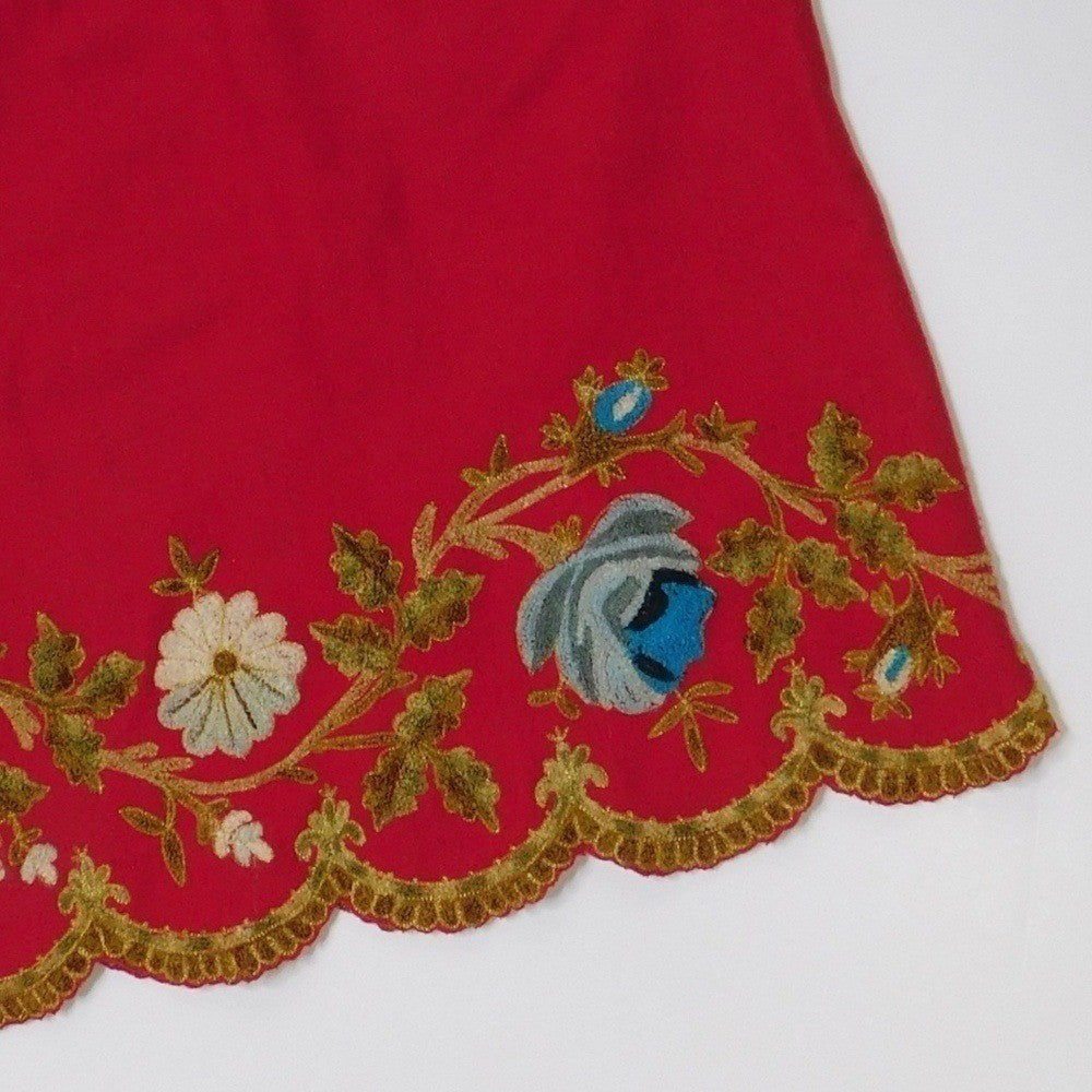 Plenty by TRACY REESE Red Wool Floral Embroidered Appliqued Skirt Size 4