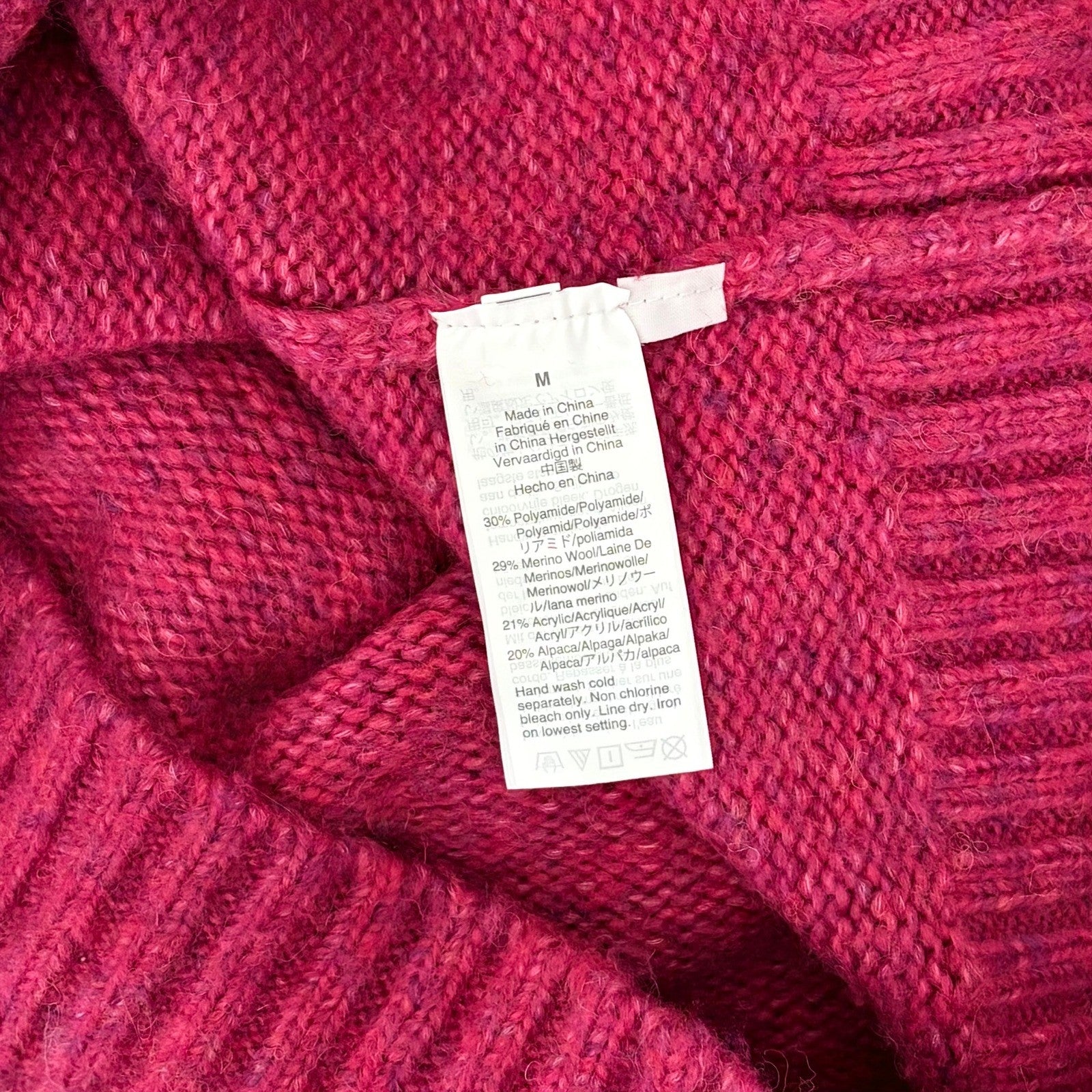 J. CREW Alpaca Blend Crewneck Sweater Pink Merino Wool Heathered Fuchsia Medium