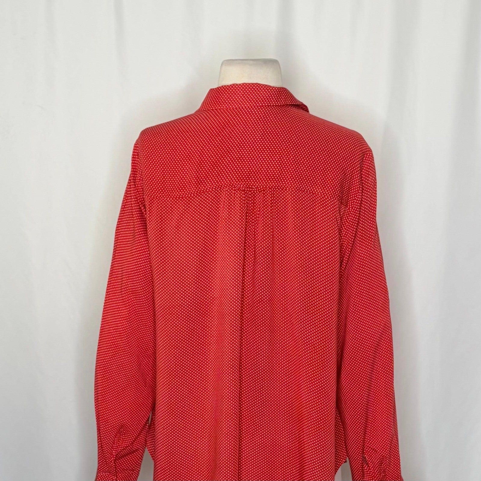 Anthropologie MAEVE Matilda Buttondown Tie Waist Red Polka Dot Swiss Dot Large