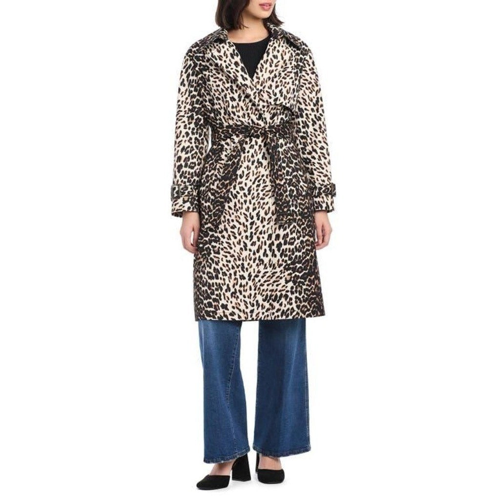 NWT!! KATE SPADE New York Leopard Belted Longline Double Breasted Trench Coat XL