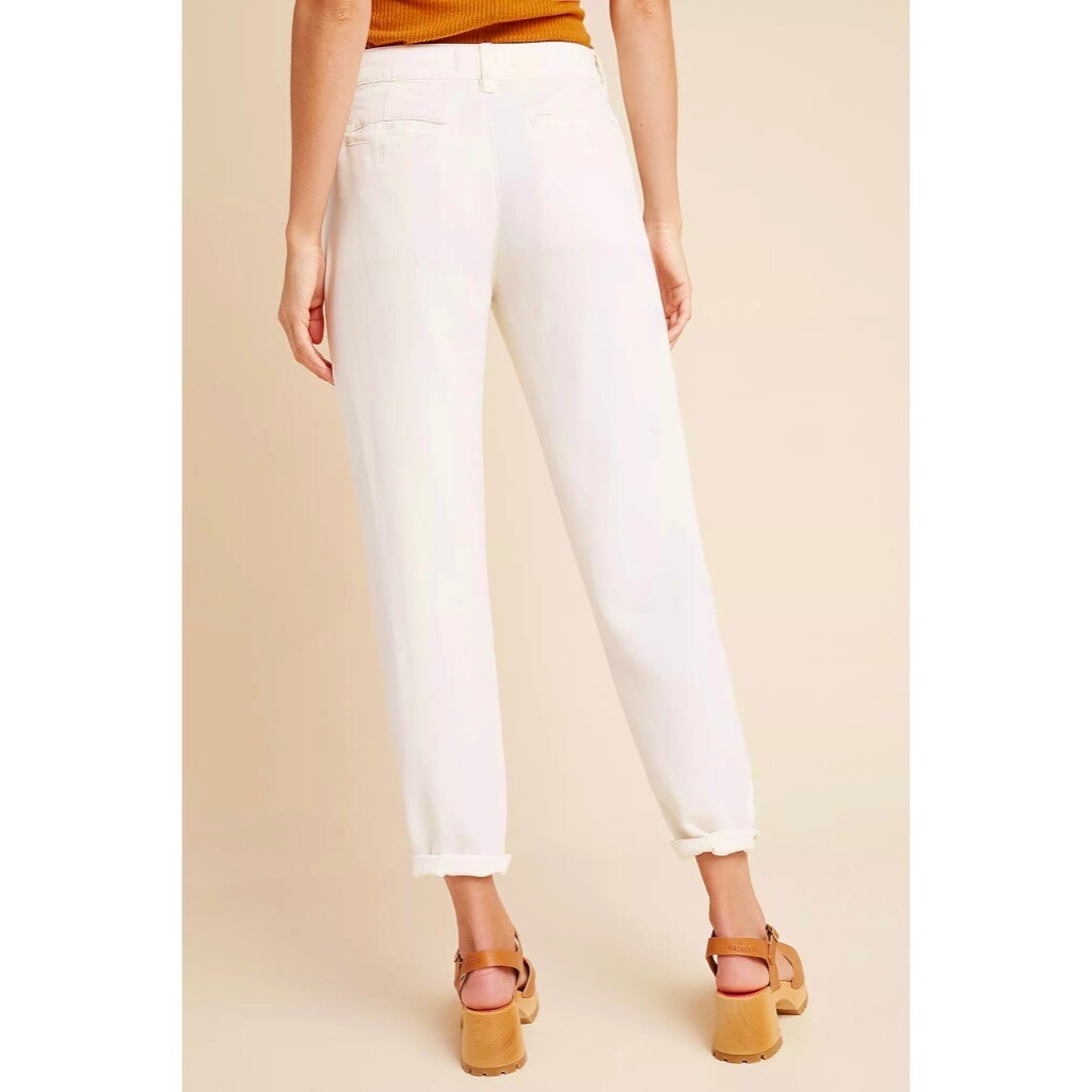 NWT!! ANTHROPOLOGIE Scout Tapered Slim Pants Natural Off White Pockets Size 32