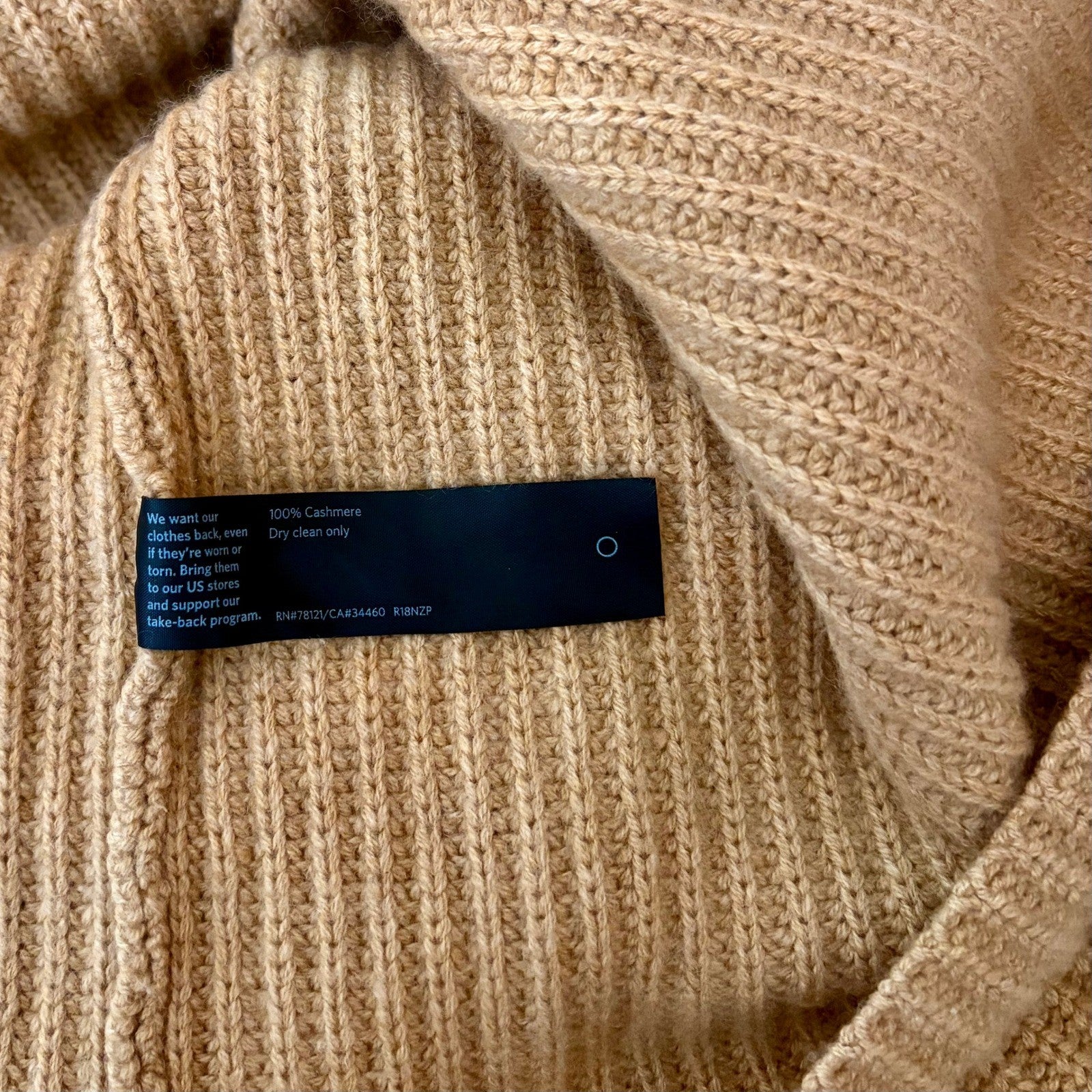 EILEEN FISHER Cashmere Round Neck Pullover Ribbed Shaker Knit Sweater Small