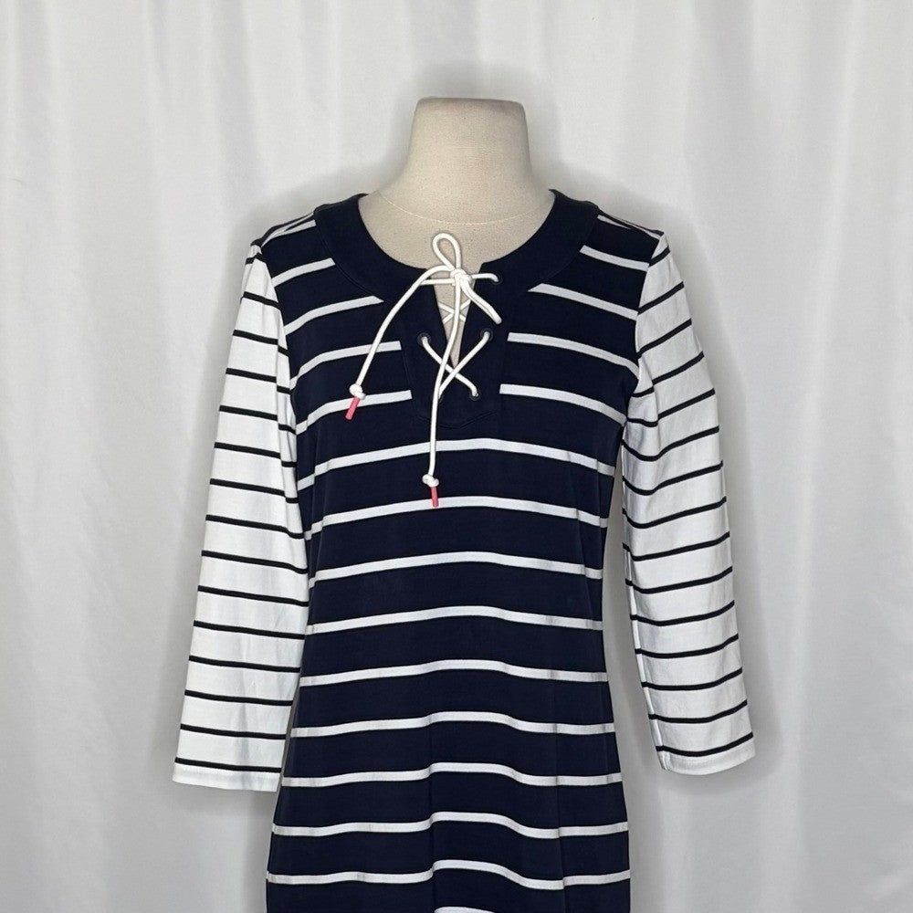 NWT!! TOMMY BAHAMA Floricita Stripe Shift Dress Navy Blue White Stripe X-Small