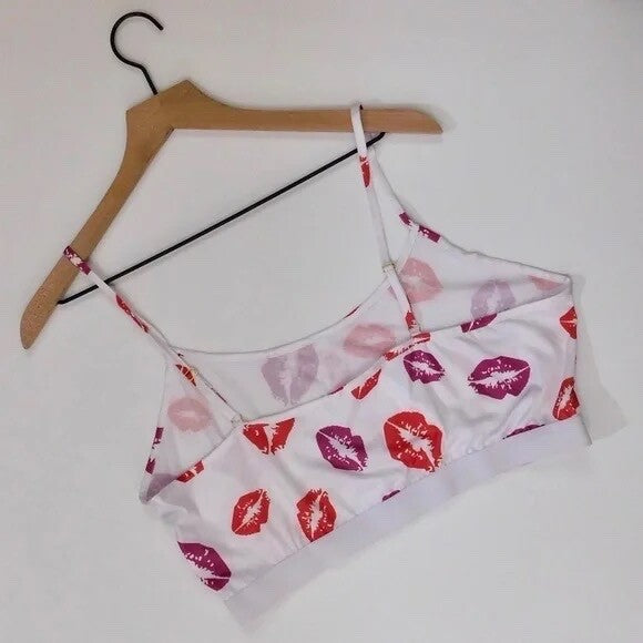 NEW!! HOT LIPS Lipstick Kiss Cropped Loungewear Two Piece Set Top Shorts X-Large