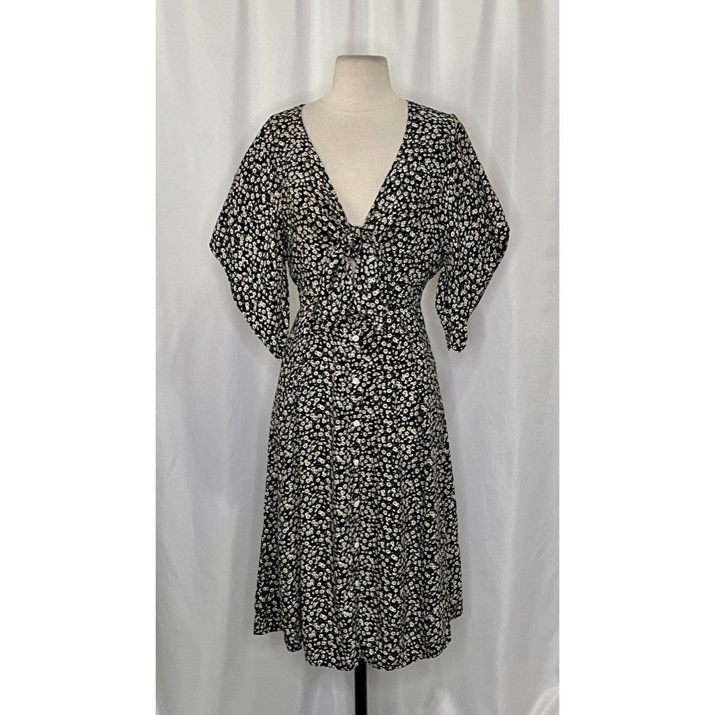 FAITHFULL THE BRAND Massimo Midi Dress Floral Blossom Village Tie Front Small