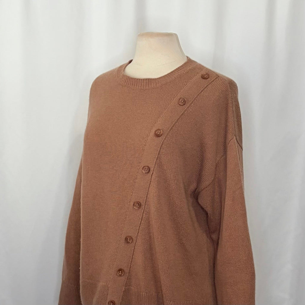SUMMERSALT The Luxe Cashmere Wool Sweater Button Detail Knit Pullover Medium