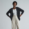 EVERLANE The Oversized Alpaca Cardigan Heathered Black Merino Wool Pockets Small