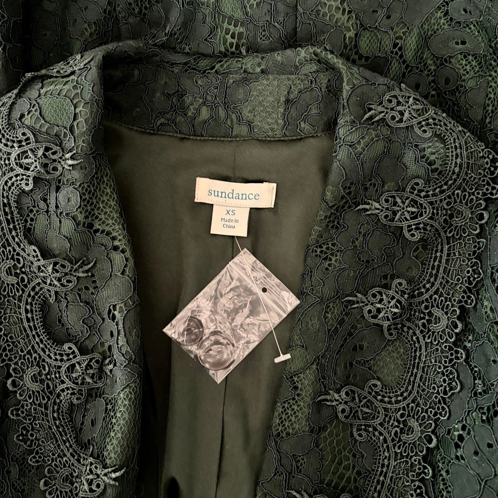 NEW!! SUNDANCE Emerald Green Verde Lace Blazer Jacket Coquette Lacey X-Small