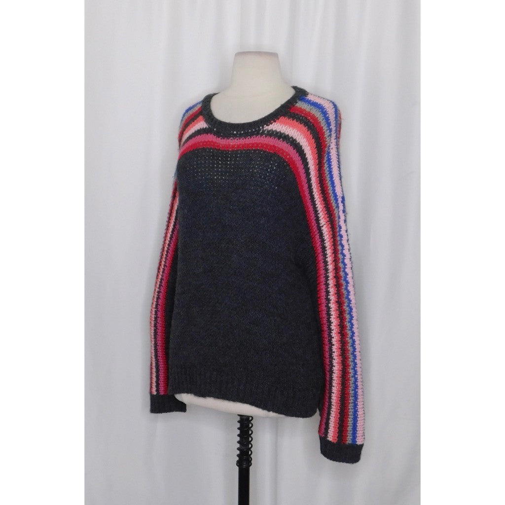 XIRENA Teton Aprés Ski Sweater Alpaca Gray Colorful Stripes Sporty Apres X-Small