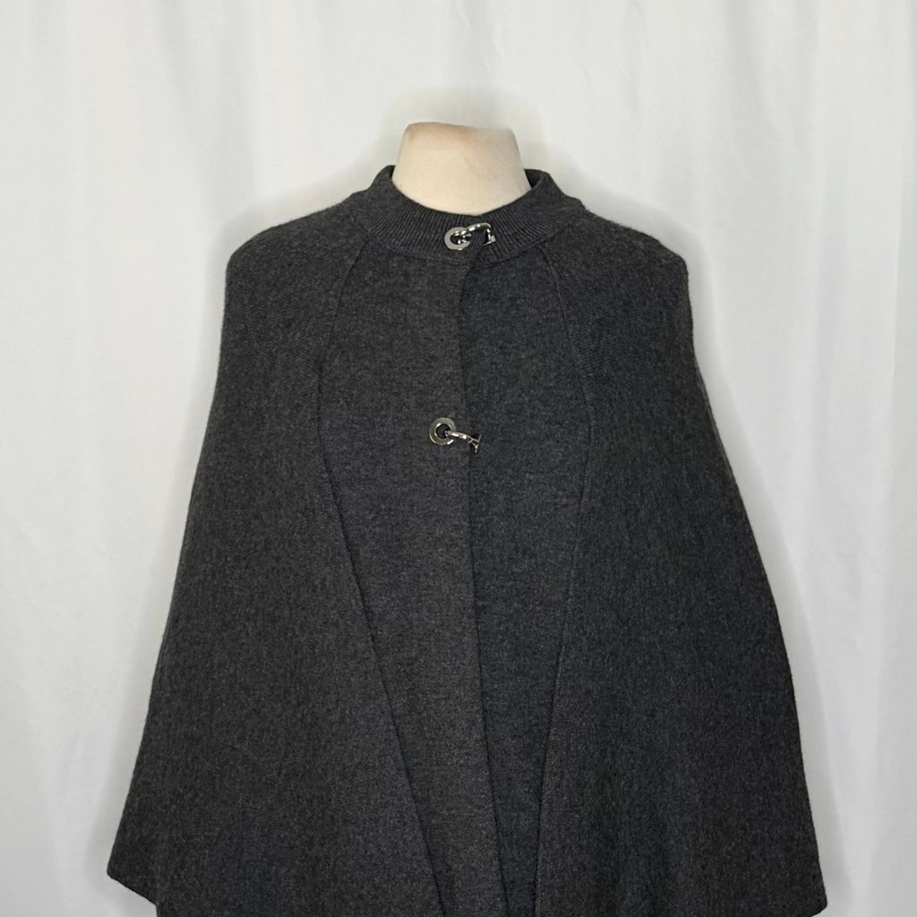 ZARA Charcoal Grey Wool Blend Cape Sweater Knitwear Knit Minimalist Medium
