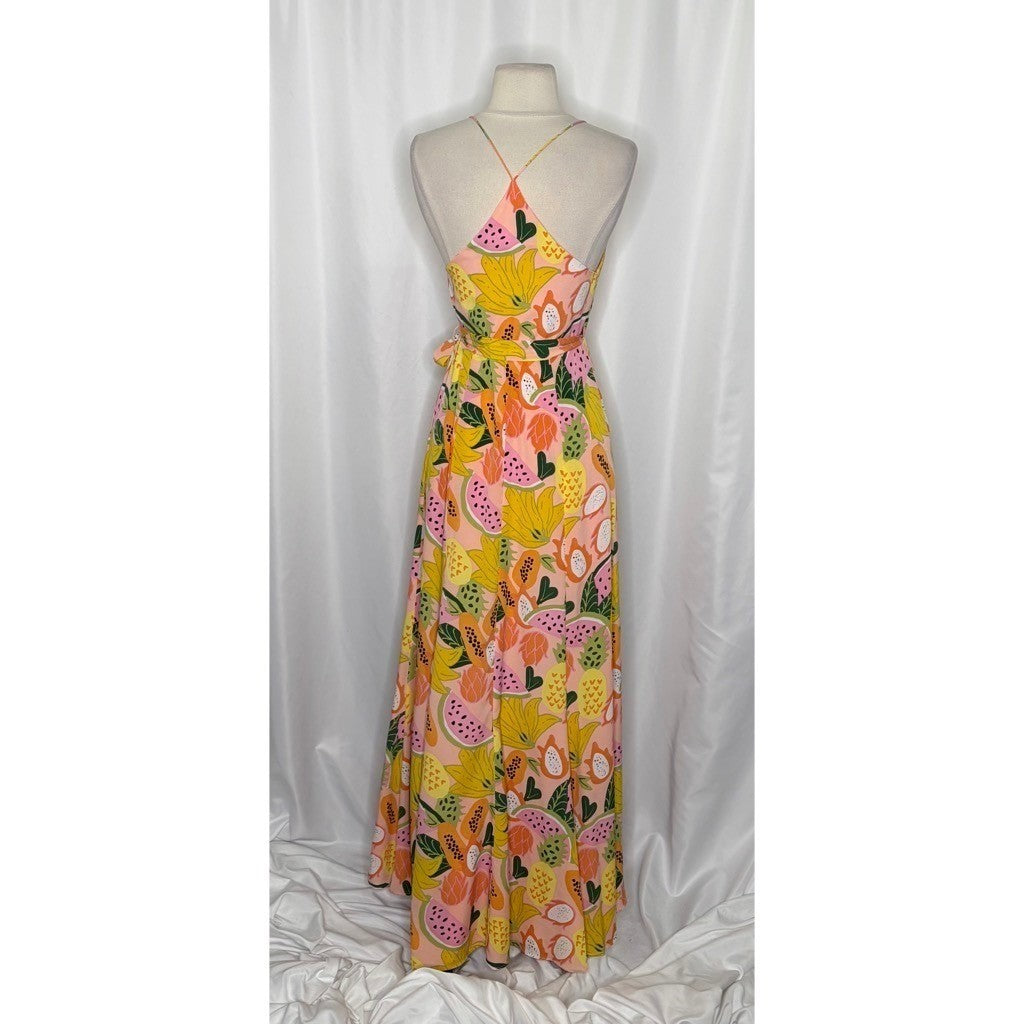 Anthropologie HUTCH Fruit High-Low Wrap Maxi Dress Glenne Tie Waist X-Small