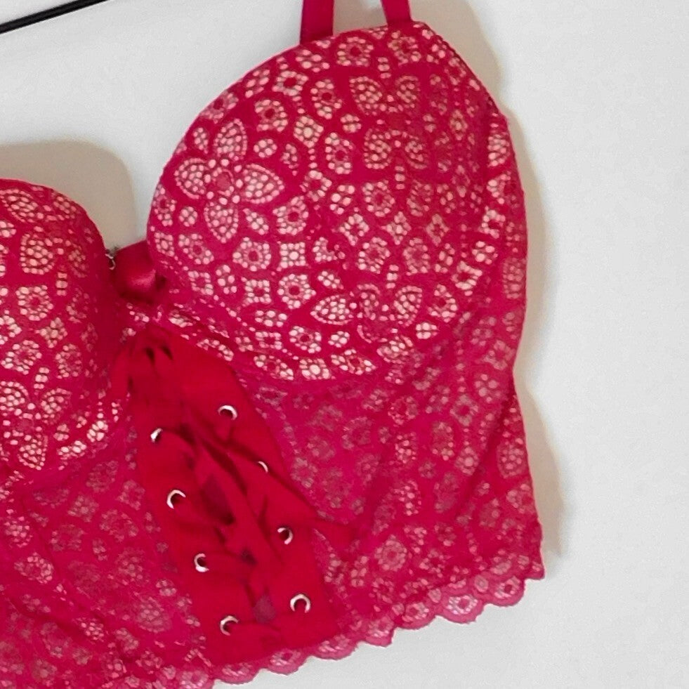 NWT!! VICTORIA'S SECRET Padded Demi-Buste Cousinne Longline Lace Bra 32D