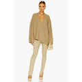 Revolve WEWOREWHAT Solid V Neck Sweater Solid Tan Oat Oversized Knitwear M/L