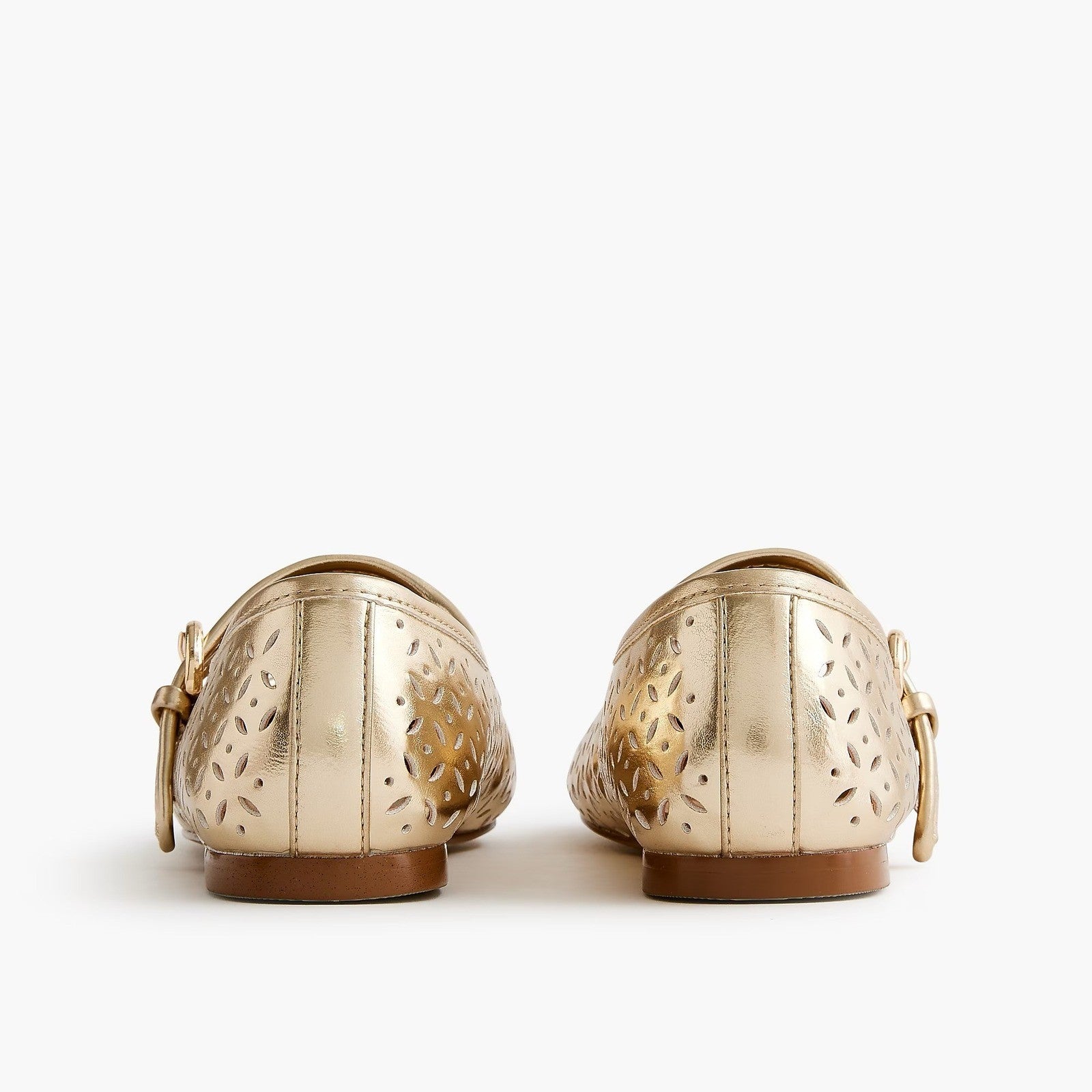 Girl's J. CREW Factory Perforated Metallic Mary Janes Shoes Buckles Party Size 4