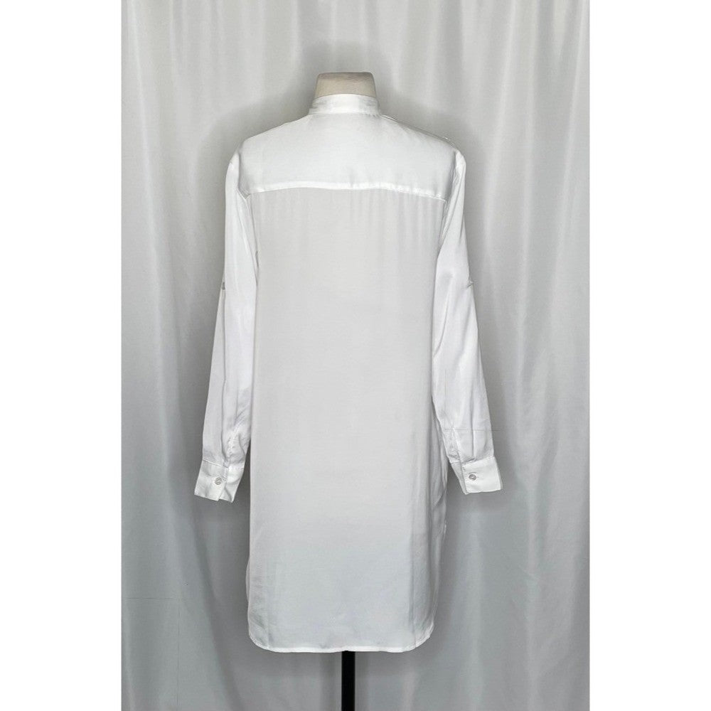 SUMMERSALT The Silky Luxe Short Effortless Shirtdress Cover-Up Solid White XS