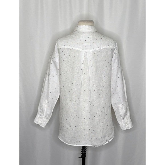GRAYSON The Hero Linen Heart Print Buttondown Shirt Top Hearts Size 01 X-Small