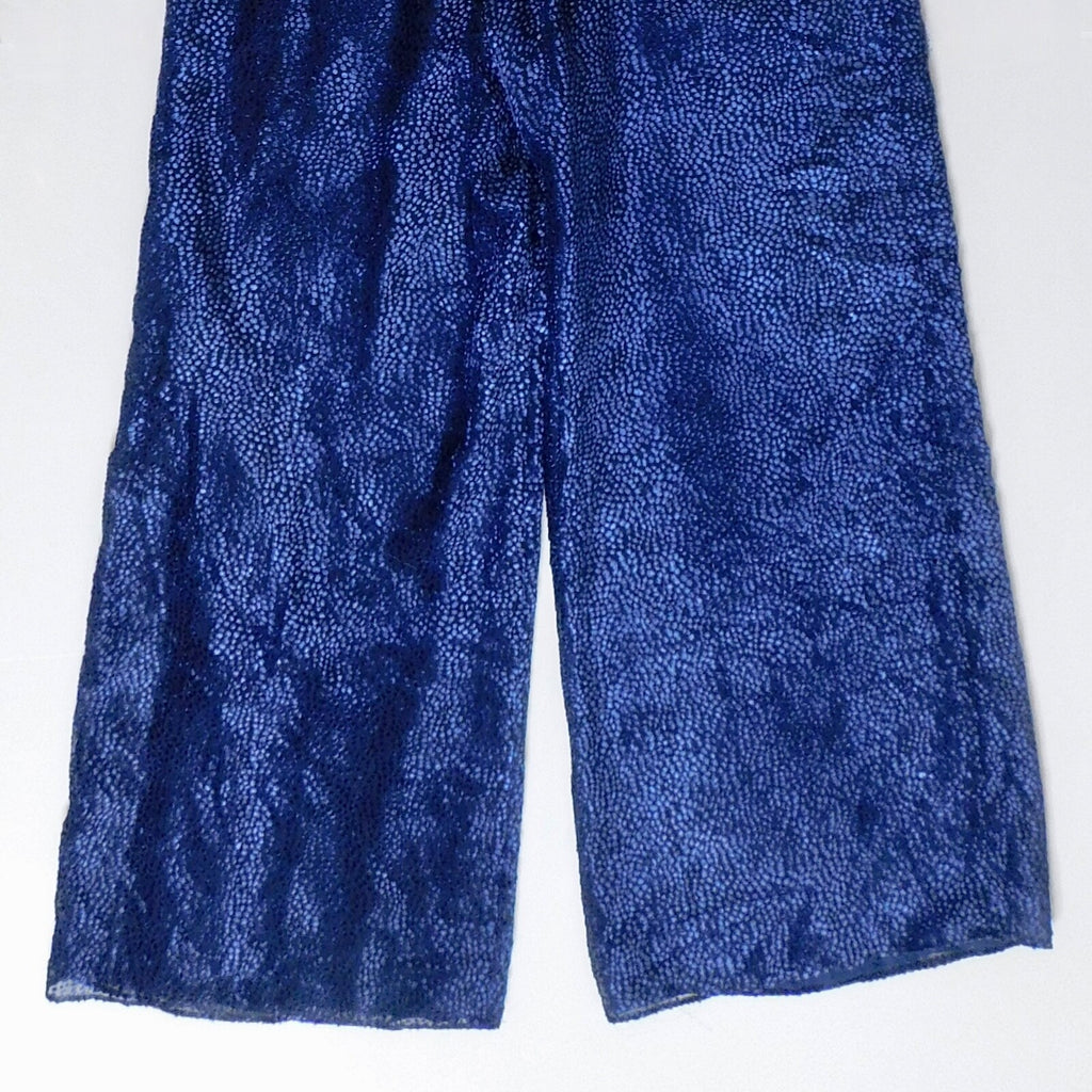 Anthropologie ELEVENSES Velvet Nova Jumpsuit Mock Neck Textured Blue Size 6