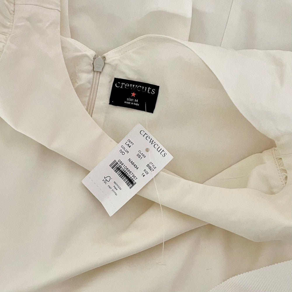 NWT! Girl's J. CREW Crewcuts Flutter Sleeve Dress Ivory Midi Maxi Ruffle Size 14