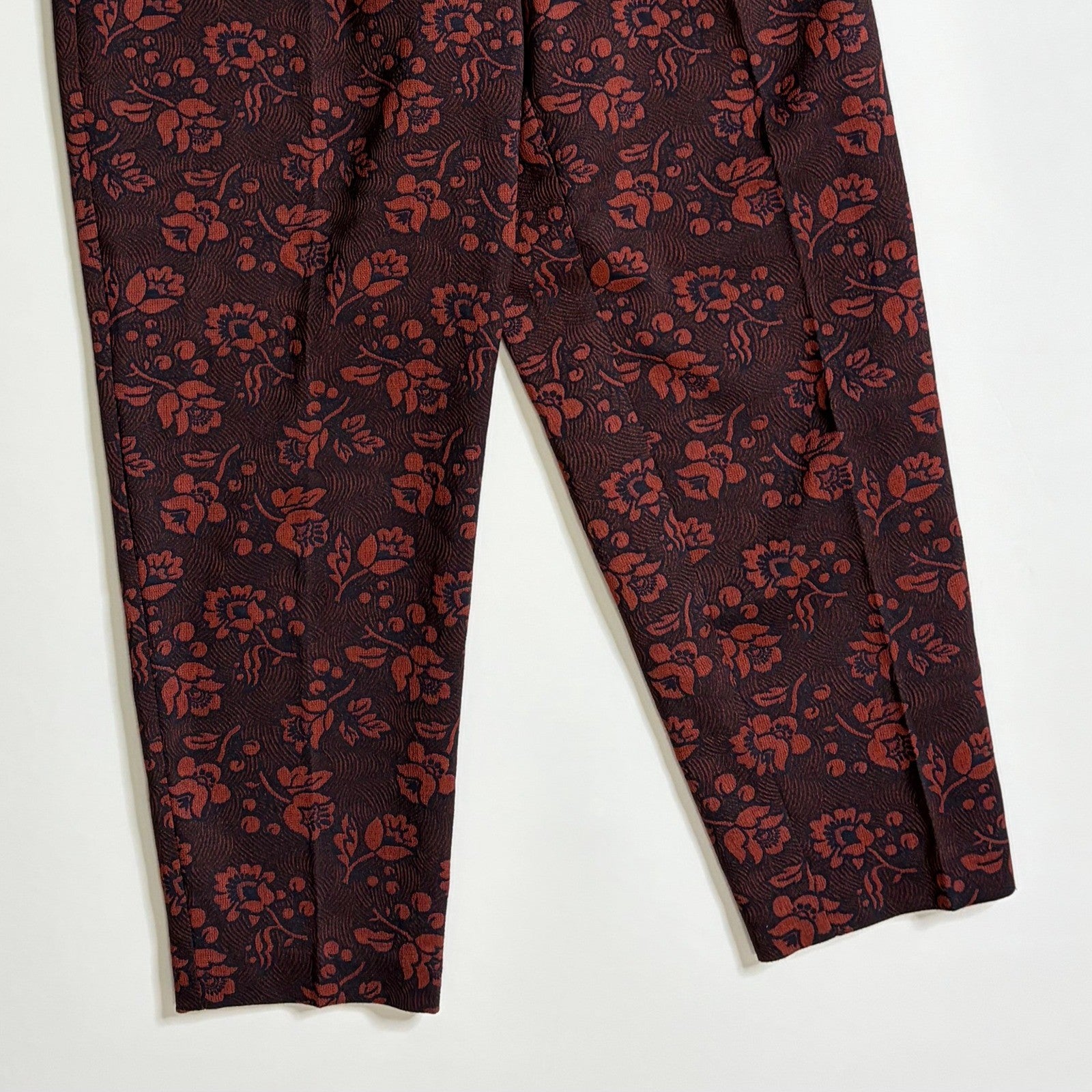Anthropologie MAEVE Floral Jacquard High-Rise Trousers Pants Tapered Office 2