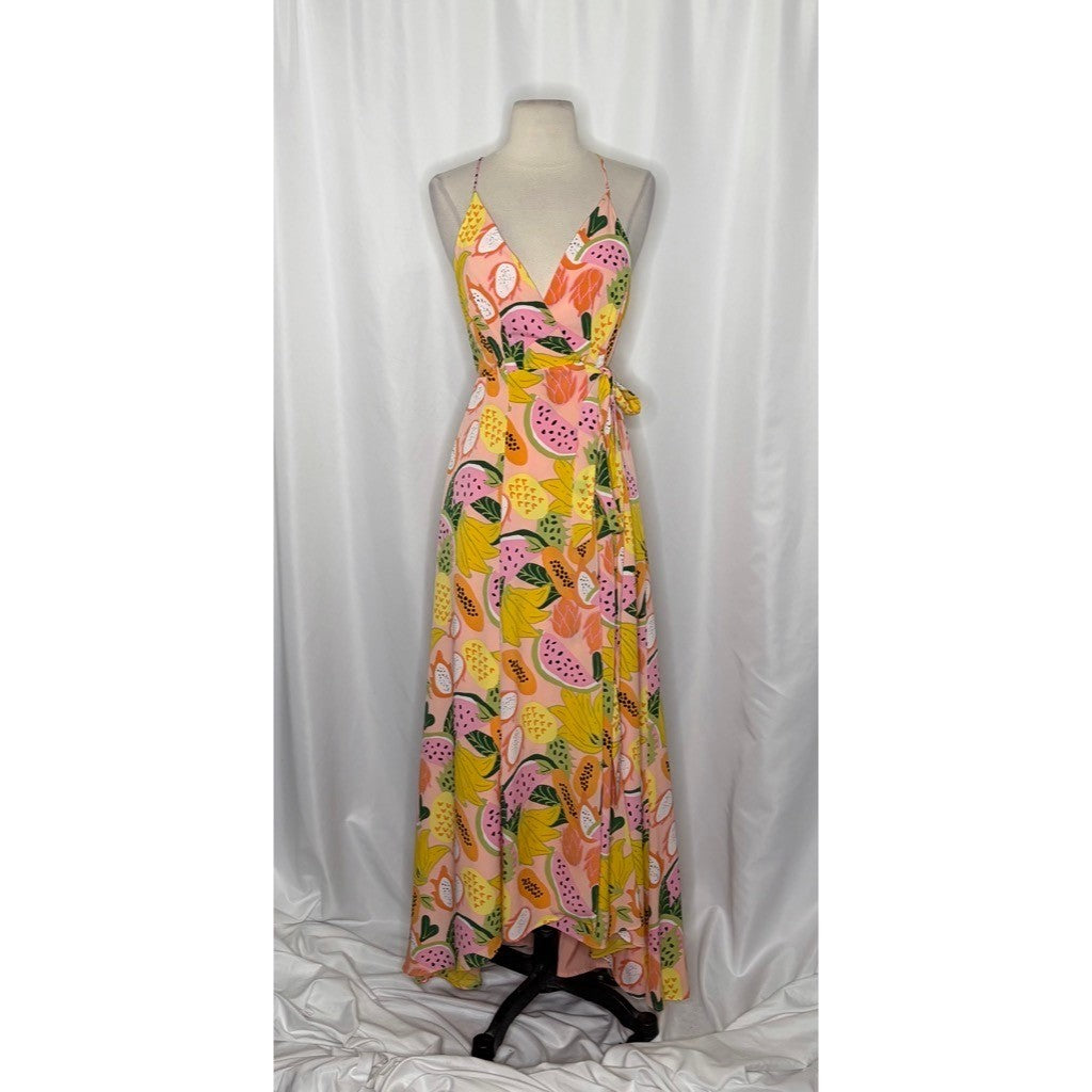 Anthropologie HUTCH Fruit High-Low Wrap Maxi Dress Glenne Tie Waist X-Small