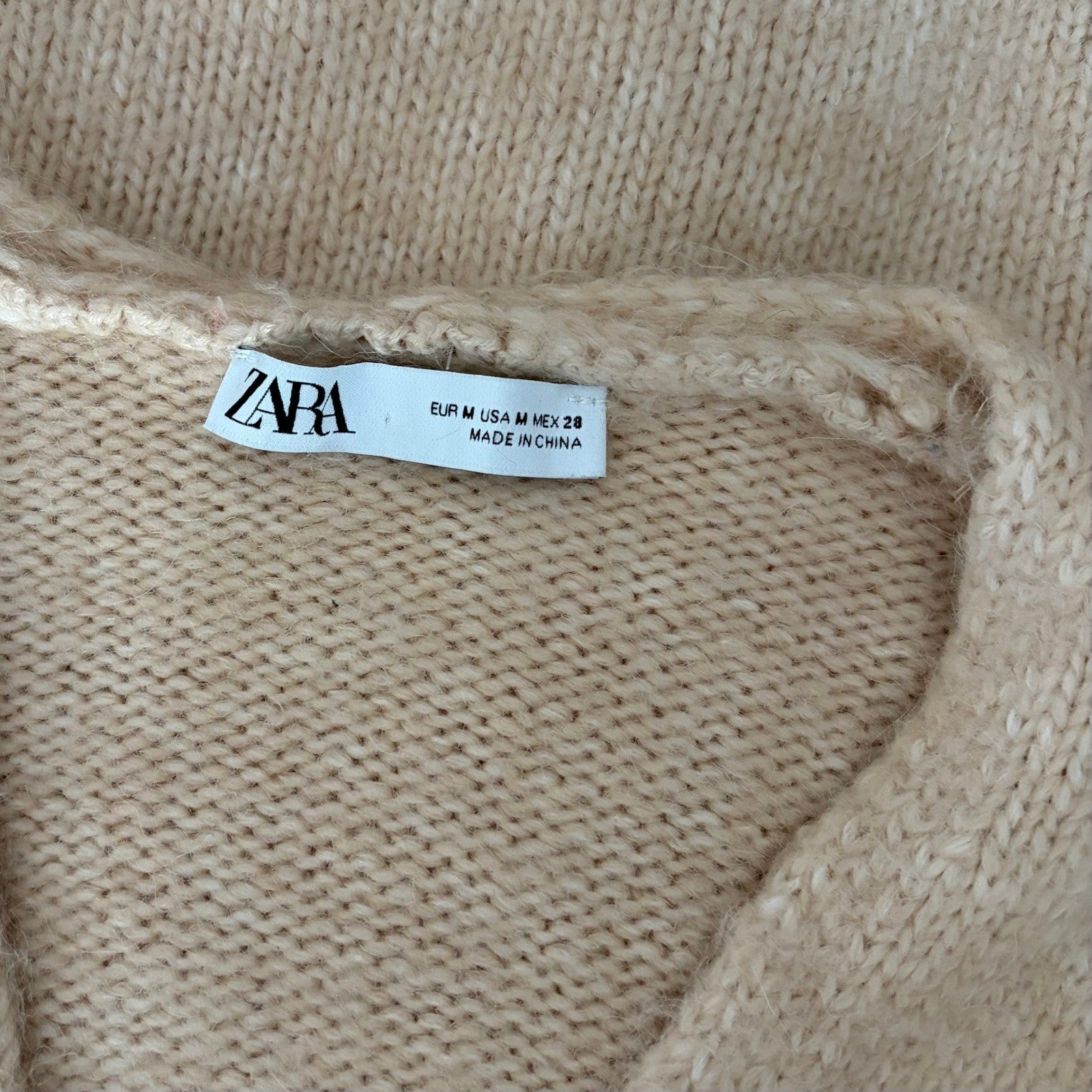 ZARA Alpaca Knit Midi Dress Light Tan Sand Coastal Blogger Favorite Medium