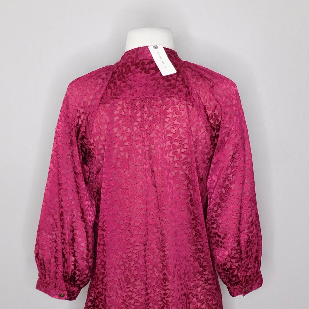 NWT!! ANTHROPOLOGIE Susanna Burnout Velvet ¾ Sleeve Buttondown Top Blouse XS