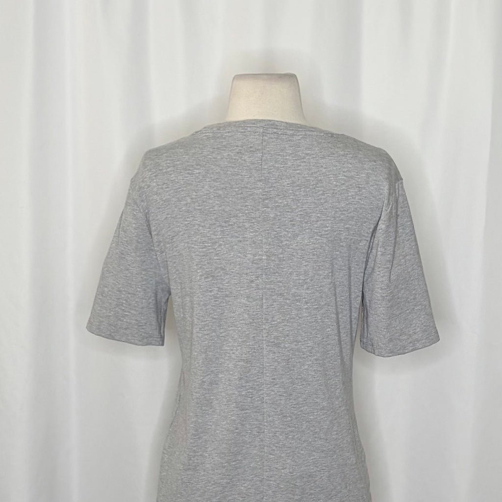 J. CREW Refined Rib Elbow-Sleeve T-Shirt Tee Top Shirt Heathered Silver Large