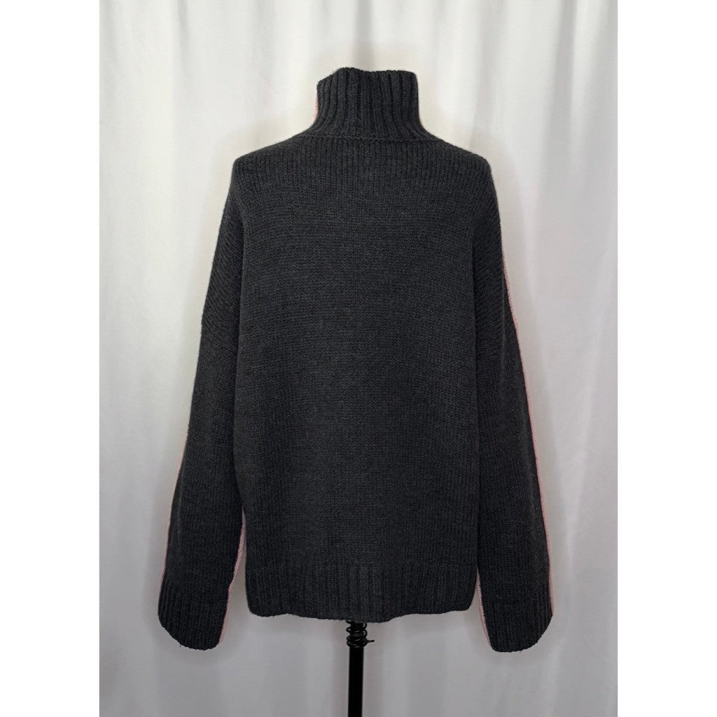 JW ANDERSON Patch Pocket Sweater Pink Grey Pullover Knit Mock Turtleneck Large