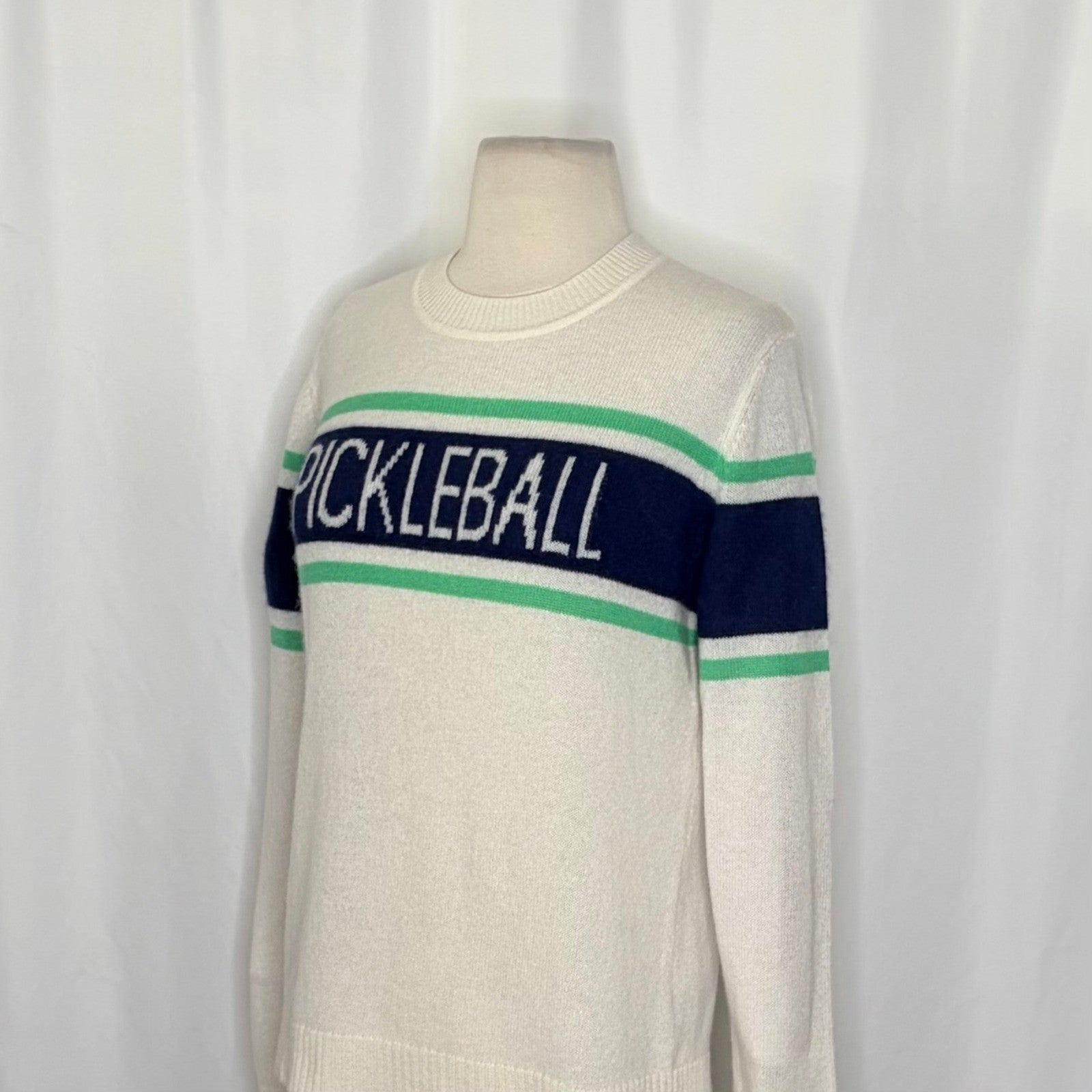 ALASHAN Cashmere Pickleball Sweater Pullover Sporty Text Script Preppy Medium