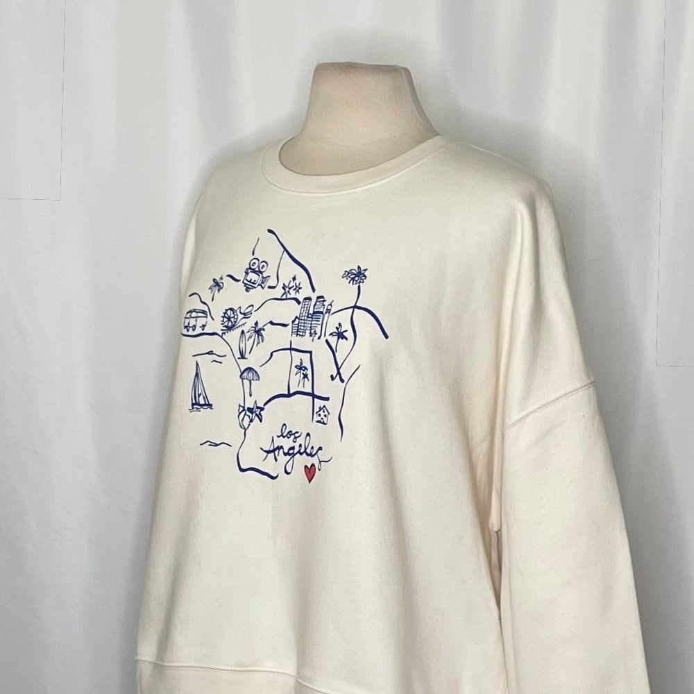 CLEOBELLA Los Angeles California Sweatshirt Pullover Graphic Map Hearts L.A. XL