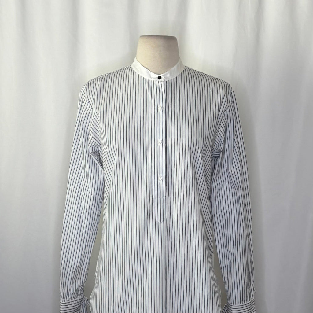 RAG & BONE Dylan Silk Tie Sleeve Striped Blouse Blue White Popover Poplin Small