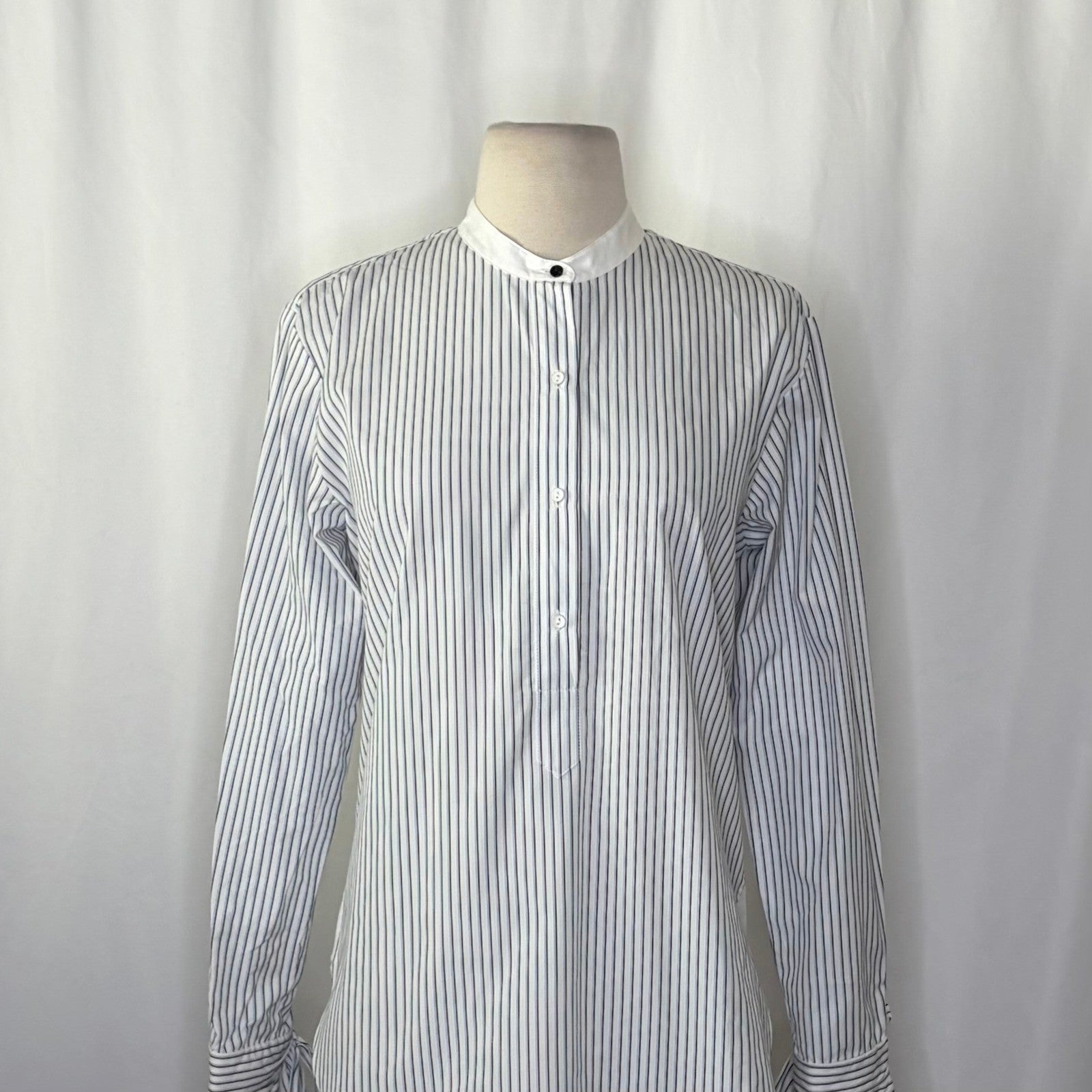 RAG & BONE Dylan Silk Tie Sleeve Striped Blouse Blue White Popover Poplin Small