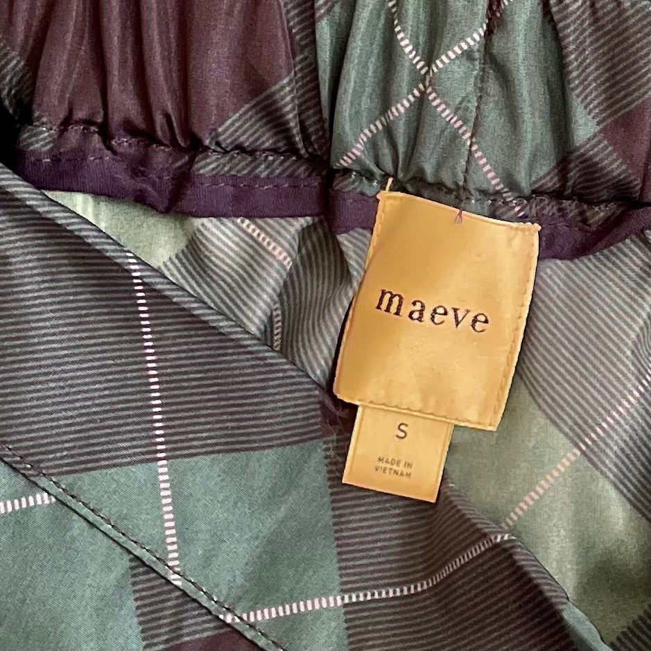 NWT!! Anthropologie MAEVE Taffeta Printed Cropped Wide-Leg Pants Academia Small