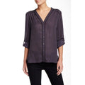 VINCE Mini-Geo Print Silk Blouse Top Mini Geo Geometric Print V Neck X-Small