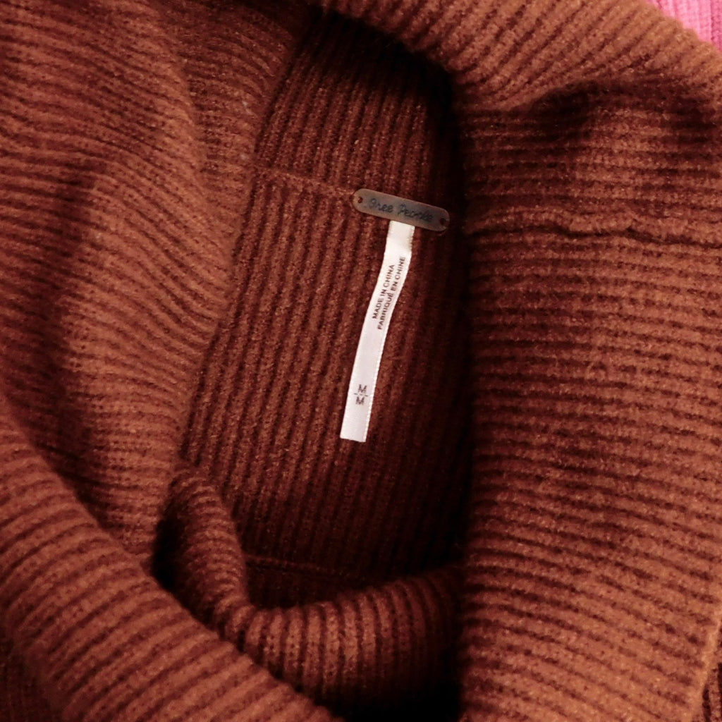 FREE PEOPLE Softly Structured Colorblock Sweater Turtleneck Candy Pop Medium