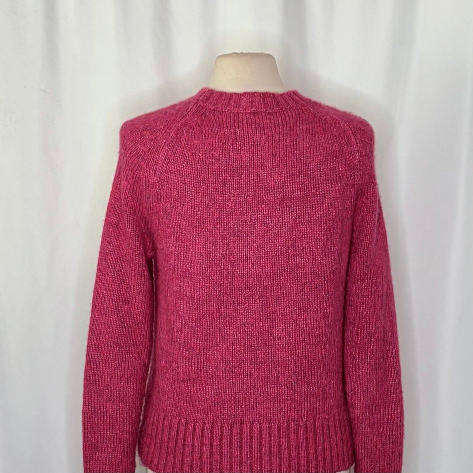J. CREW Alpaca Blend Crewneck Sweater Pink Merino Wool Heathered Fuchsia Medium