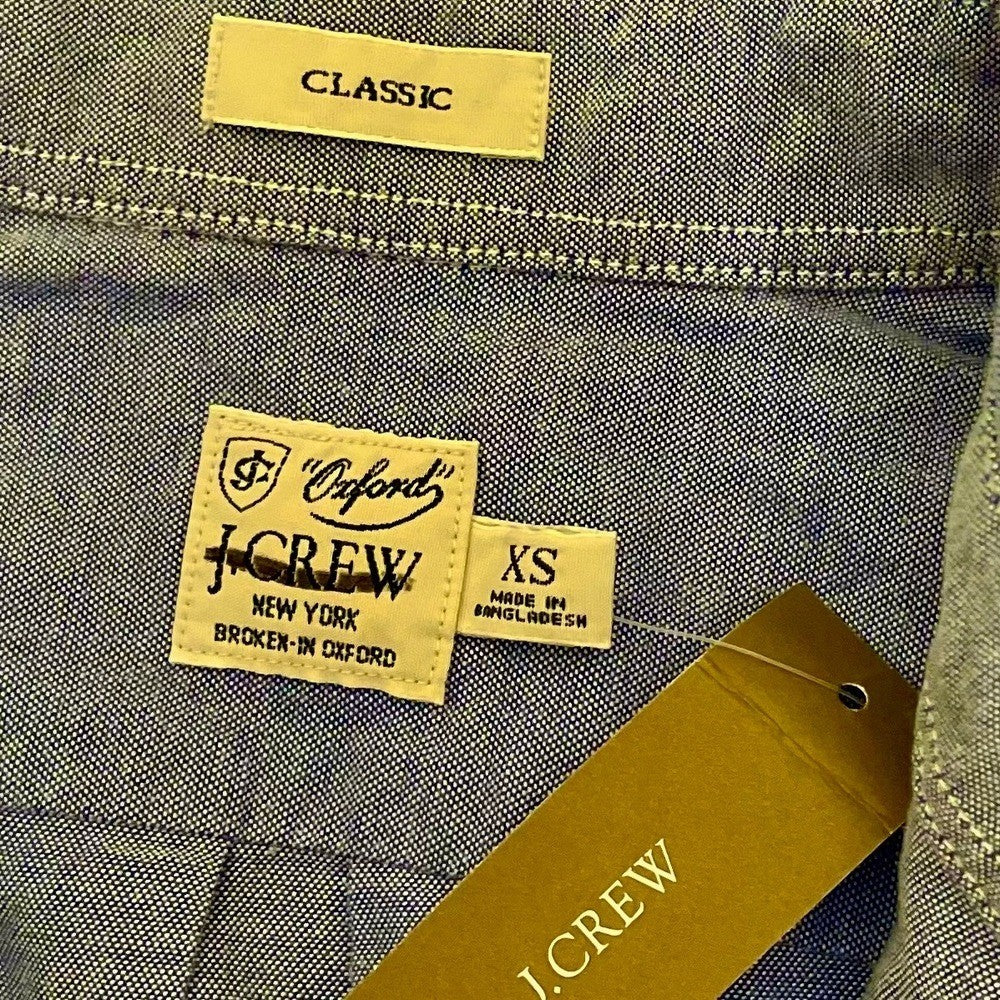 NWT!! J. CREW Broken-In Organic Cotton Oxford Shirt Buttondown Raincoat Blue XS