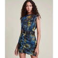 ALL SAINTS Hali Mirus Mini Dress Snakeskin Yellow Blue Ruffled Allsaints Size 4