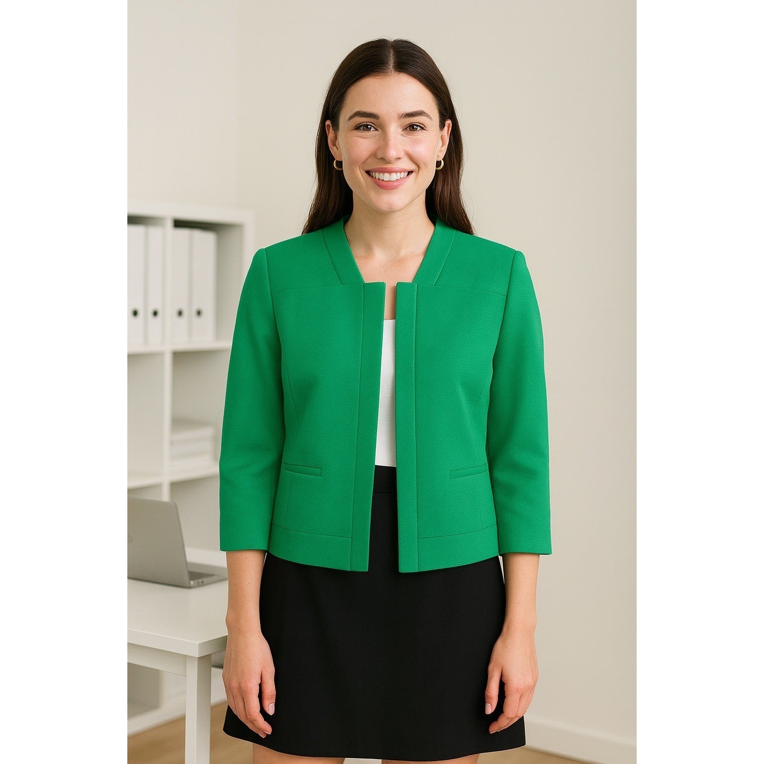 CLASSIQUES ENTIER Kelly Green Blazer Jacket Snap Closures Windowpane Large