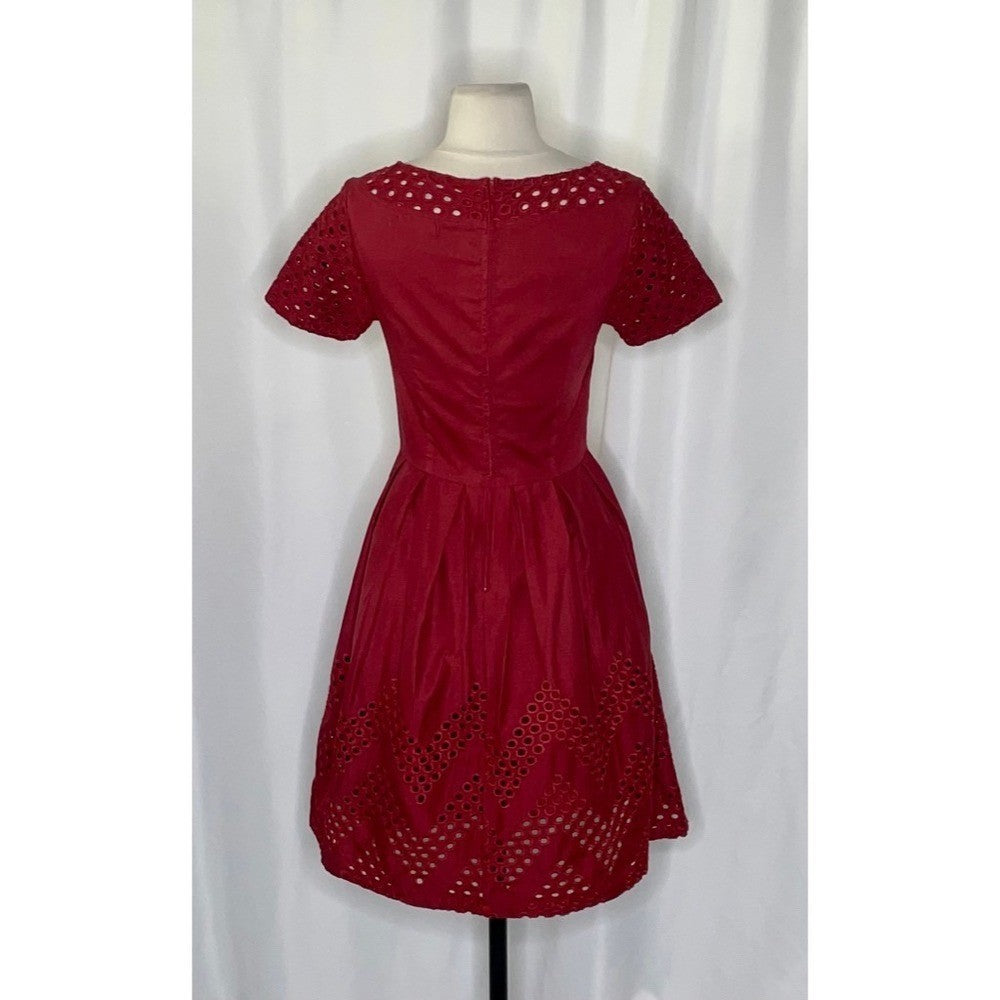 DEAR CREATURES Piper Berry Embroidered Dress Dark Red Embroidered X-Small