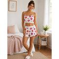 NEW!! HOT LIPS Lipstick Kiss Cropped Loungewear Two Piece Set Top Shorts Medium
