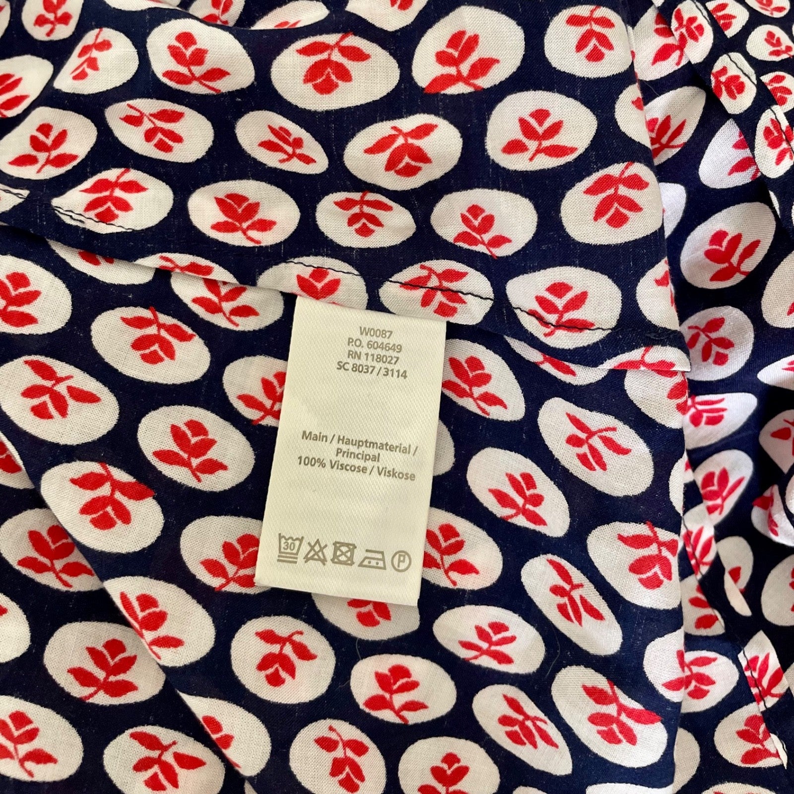 NWT!! BODEN Edna Tunic Top Retro Floral Navy Blue Red Preppy Polka Dot Size 6