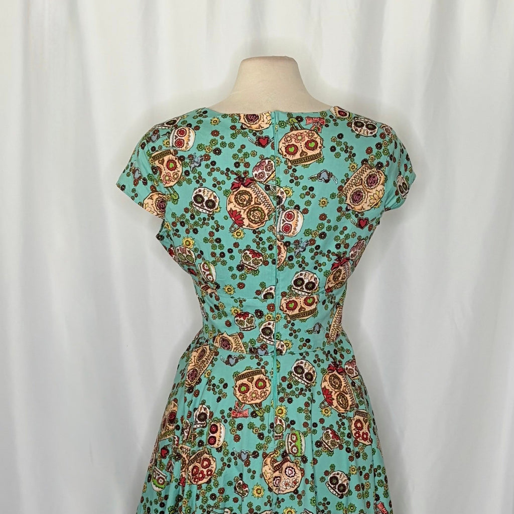 HELL BUNNY Sasha Sugar Skull Dress Dia De Los Muertos Rockabilly Retro Large