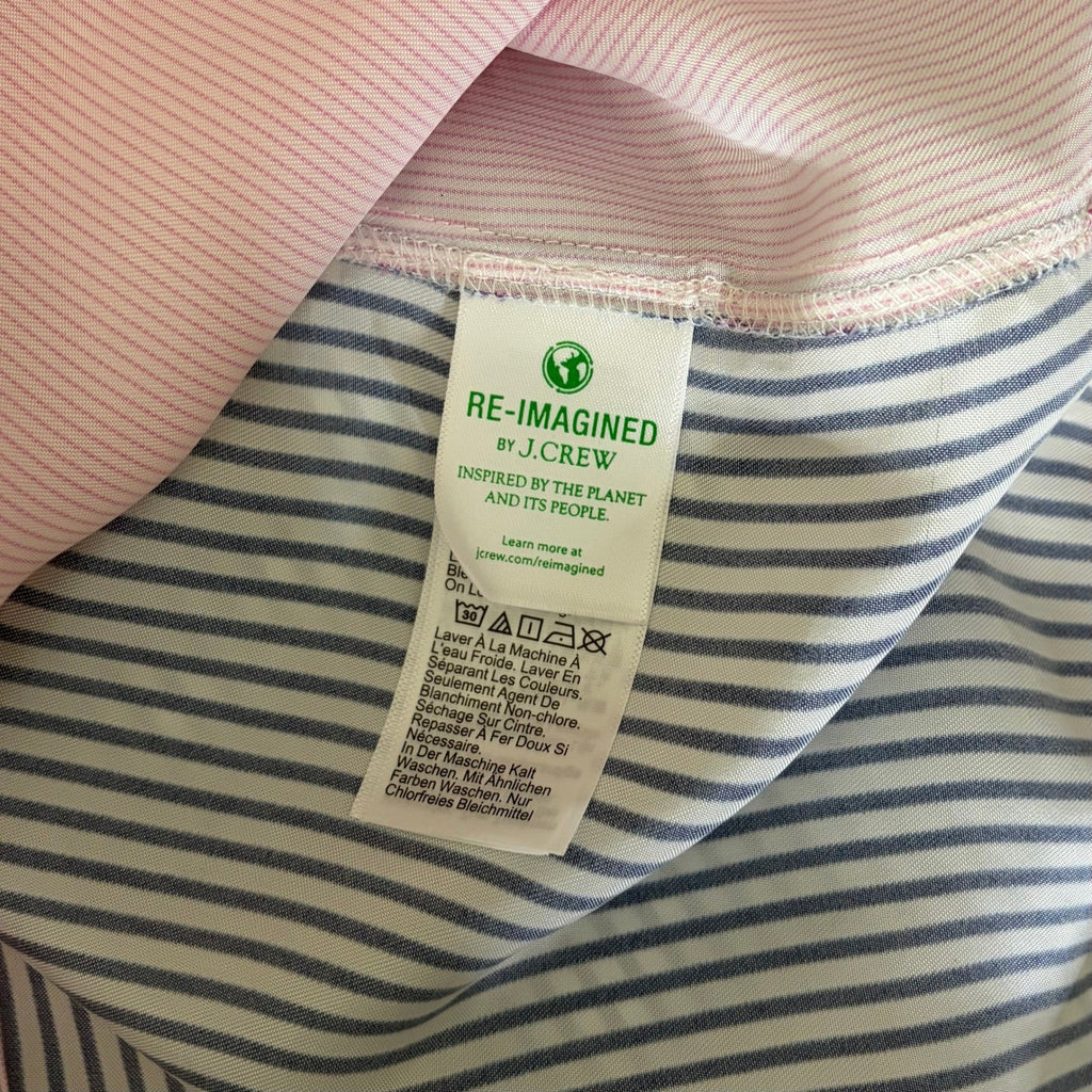 J. CREW Limited Edition Classic Fit Drapey Cupro Shirt Pink Mixed Stripe Size 4