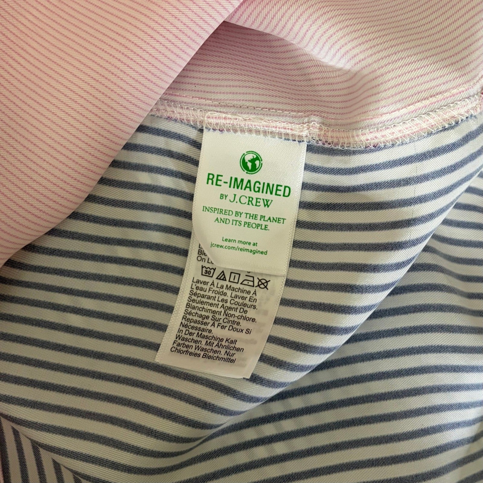 J. CREW Limited Edition Classic Fit Drapey Cupro Shirt Pink Mixed Stripe Size 4