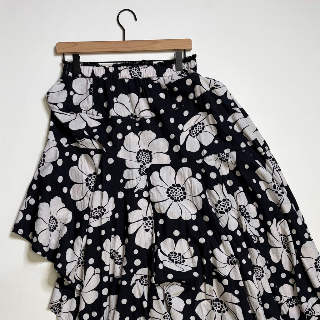 NWT!! FREE PEOPLE Poppy Printed Maxi Skirt Polka Dot Floral Black White Medium