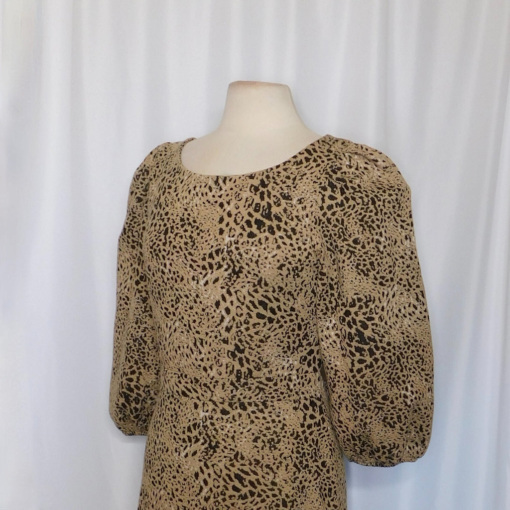 Anthropologie MAEVE Knit Cut-Out Mini Dress Leopard Animal Print Size Party 12