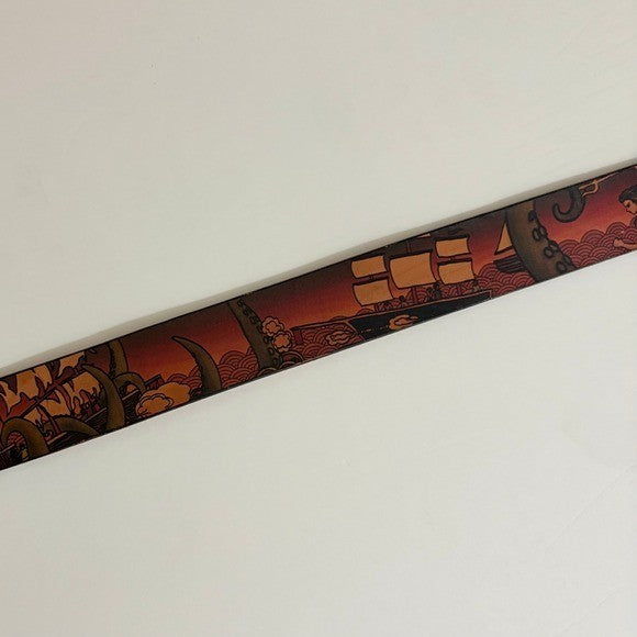 Unisex JON WYE Leather Paisley Belt Western Retro Made in USA Men Women 46.5"