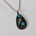 NEW Silver Turquoise Teardrop Pendant Necklace Western Southwestern Cowgirl