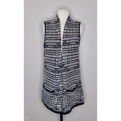 Anthropologie ANGEL OF THE NORTH Roenne Black & White Sweater Vest ~ Small